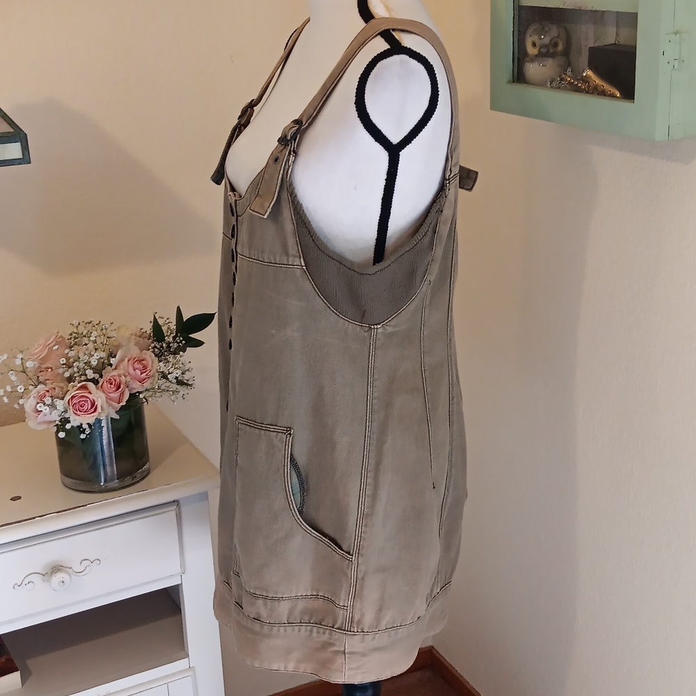 Free People Olive Green Khaki And Knit Mini Dress - Picture 2 of 9